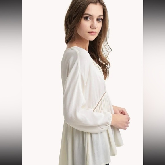 $148 NWT 7 for all mankind Sz M  KATELLA 3/4 SLEEVE V-NECK SLIP-ON BLOUSE - Picture 4 of 7